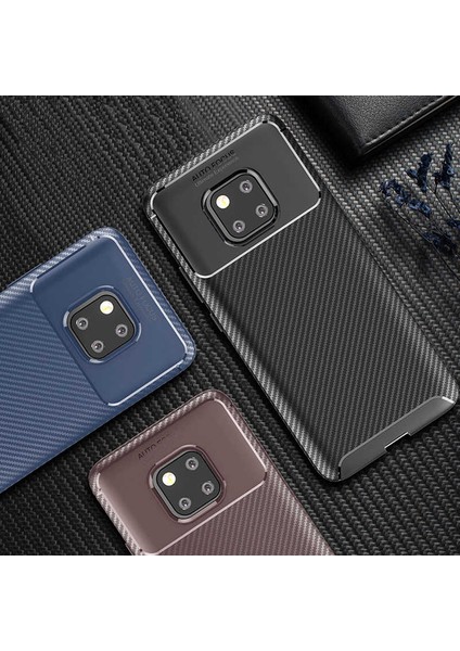 Huawei Mate 20 Pro Kılıf Darbe Emici Uzun Ömürlü Dayanıklı Parmak Izi Yapmaz Karbon Tasarım Negro Silikon Kılıf