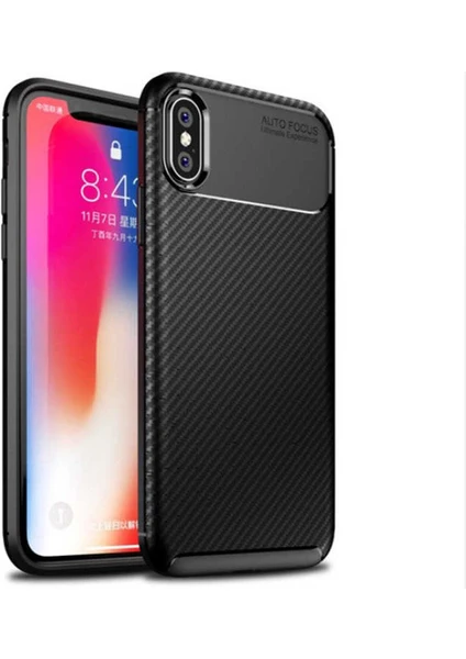 Apple iPhone x Kılıf Darbe Emici Uzun Ömürlü Dayanıklı Parmak Izi Yapmaz Karbon Tasarım Negro Silikon Kılıf