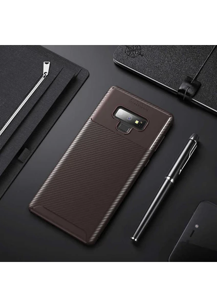 Samsung Galaxy Note 9 Kılıf Darbe Emici Uzun Ömürlü Dayanıklı Parmak Izi Yapmaz Karbon Tasarım Negro Silikon Kılıf