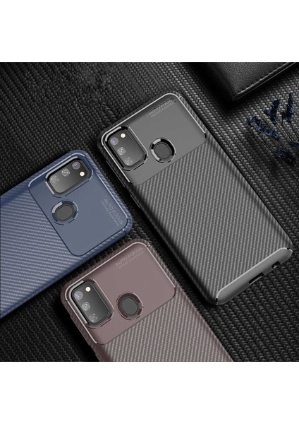 Samsung Galaxy M30S Kılıf Darbe Emici Uzun Ömürlü Dayanıklı Parmak Izi Yapmaz Karbon Tasarım Negro Silikon Kılıf