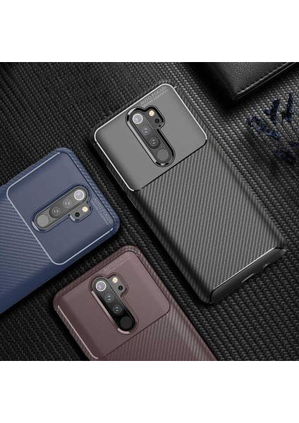 Xiaomi Redmi Note 8 Pro Kılıf Darbe Emici Uzun Ömürlü Dayanıklı Parmak Izi Yapmaz Karbon Tasarım Negro Silikon Kılıf