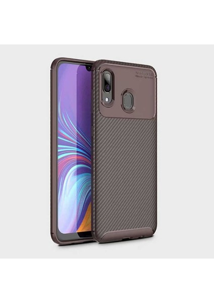 Samsung Galaxy A10S Kılıf Darbe Emici Uzun Ömürlü Dayanıklı Parmak Izi Yapmaz Karbon Tasarım Negro Silikon Kılıf