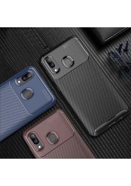 Samsung Galaxy A10S Kılıf Darbe Emici Uzun Ömürlü Dayanıklı Parmak Izi Yapmaz Karbon Tasarım Negro Silikon Kılıf