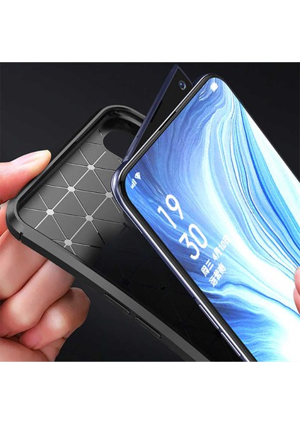 Oppo Reno Kılıf Darbe Emici Uzun Ömürlü Dayanıklı Parmak Izi Yapmaz Karbon Tasarım Negro Silikon Kılıf