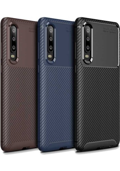 Huawei P30 Kılıf Darbe Emici Uzun Ömürlü Dayanıklı Parmak Izi Yapmaz Karbon Tasarım Negro Silikon Kılıf