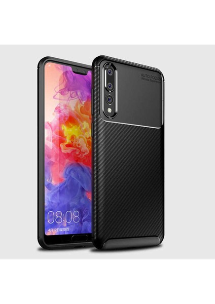 Huawei P20 Pro Kılıf Darbe Emici Uzun Ömürlü Dayanıklı Parmak Izi Yapmaz Karbon Tasarım Negro Silikon Kılıf