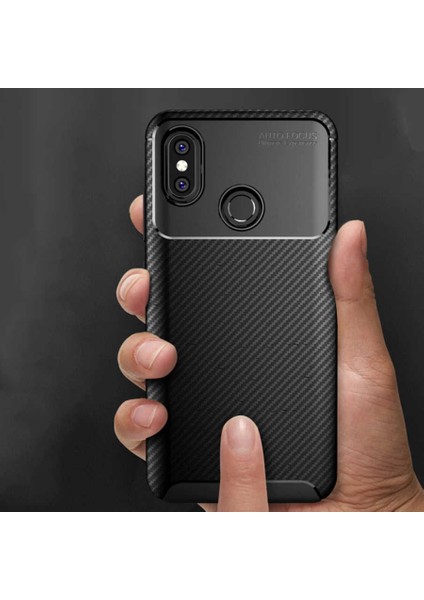 Xiaomi Redmi Note 6 Pro Kılıf Darbe Emici Uzun Ömürlü Dayanıklı Parmak Izi Yapmaz Karbon Tasarım Negro Silikon Kılıf