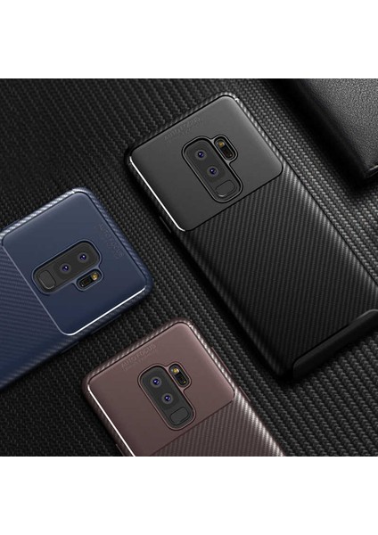 Samsung Galaxy S9 Plus Kılıf Darbe Emici Uzun Ömürlü Dayanıklı Parmak Izi Yapmaz Karbon Tasarım Negro Silikon Kılıf