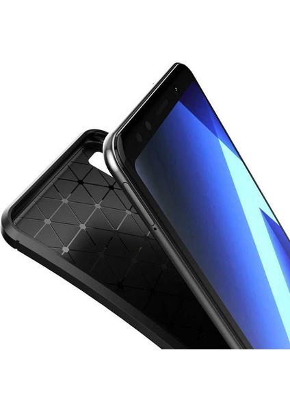 Samsung Galaxy A7 2018 Kılıf Darbe Emici Uzun Ömürlü Dayanıklı Parmak Izi Yapmaz Karbon Tasarım Negro Silikon Kılıf