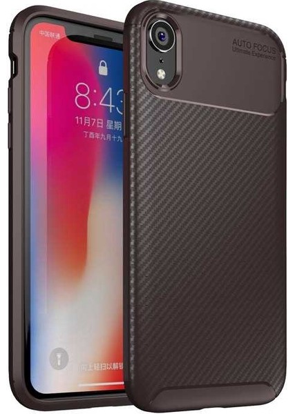 Apple iPhone Xr 6.1 Kılıf Darbe Emici Uzun Ömürlü Dayanıklı Parmak Izi Yapmaz Karbon Tasarım Negro Silikon Kılıf