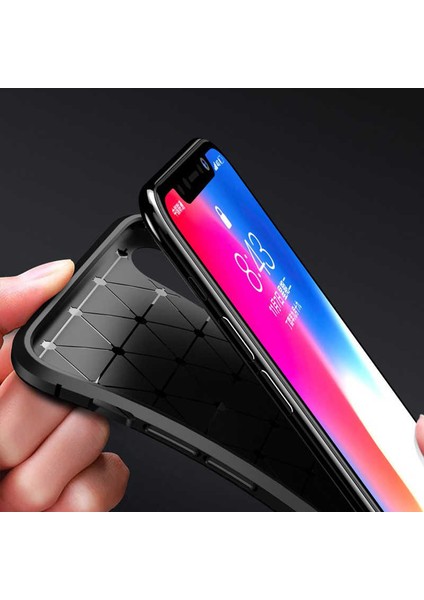 Apple iPhone Xr 6.1 Kılıf Darbe Emici Uzun Ömürlü Dayanıklı Parmak Izi Yapmaz Karbon Tasarım Negro Silikon Kılıf