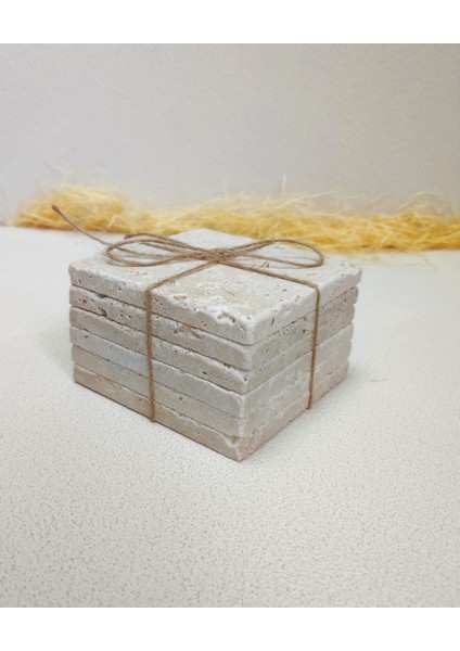 Bardak Altlığı Light Traverten 1X10X10 6' Lı