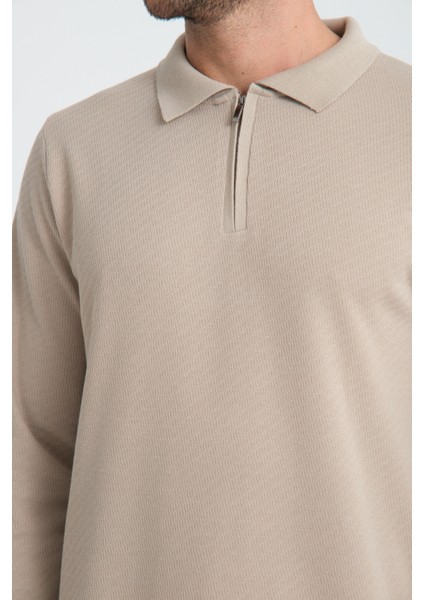 Luwero Erkek Diagonal Dokulu Jakar Slim Fit Polo Yaka Fermuarlı Triko Kazak fırsatları