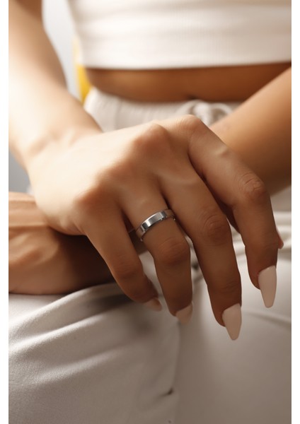 925 Ayar Düz Alyans Kalemli 4mm Gümüş Yüzük