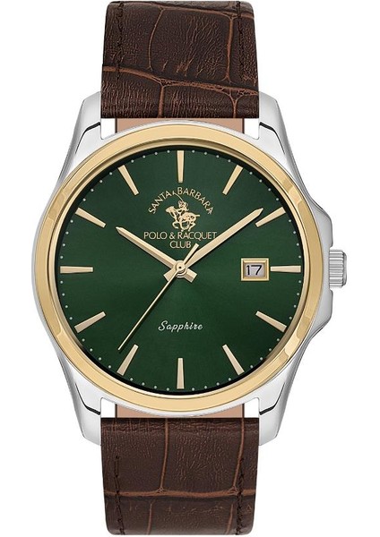 Santa Barbara Polo Racquet Club SB.1.10535-5 Çizilmez Safir Camlı Deri Kordonlu Kahverengi Erkek Kol Saati