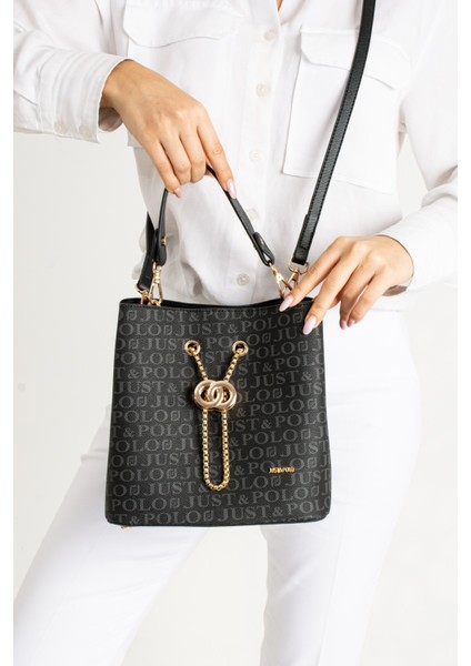 Monogram Baskılı 3 Bölmeli Kadın El & Omuz Çantası ve Cüzdan Kombini 24X23CM MDS20641002 fiyatları