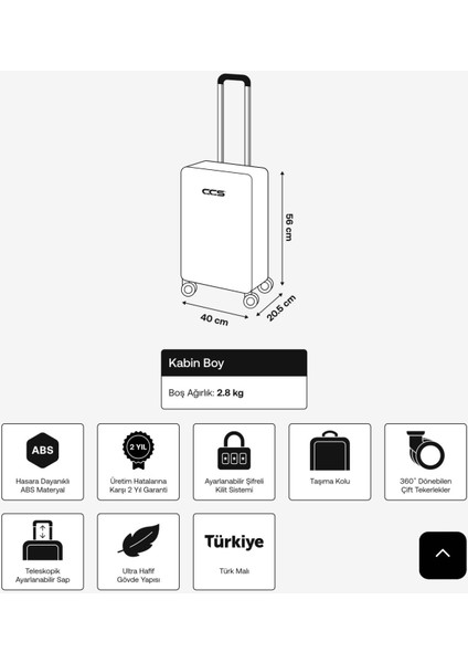 Asneoss Ççs 5201 Crocodıle Abs Kabin Boy Valiz indirimleri