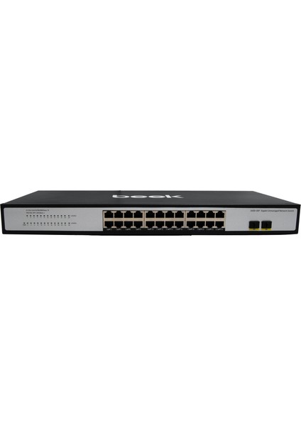 Yönetilemeyen Gigabit Switch&lt;br&gt;24 x 10/100/1000Mbps port&lt;br&gt;2 x 1000Base-X SFP yuva&lt;br&gt;Fansız&lt;br&gt;Beek 24 Ports Gigabit Ethernet Switch with 2G SFP