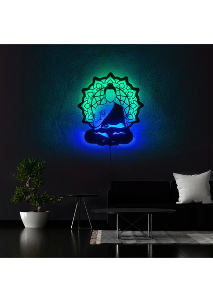 The Eba Design Tablo Marketi Yoga Tablosu, Işıklı Duvar Dekor Ahşap, Neon Işık, Ledli Işıklı Tablo, Duvar Süsü,