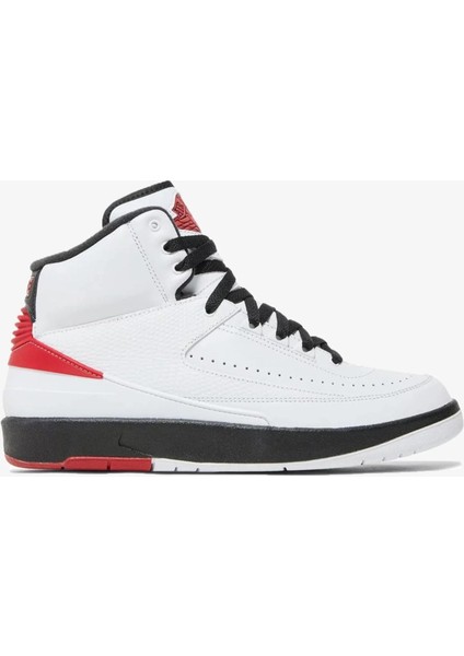 Air Jordan 2 Retro Chicago Leather  Sneaker Hakiki Deri Bilekli Günlük Spor Ayakkabı Beyaz Kırmızı Siyah