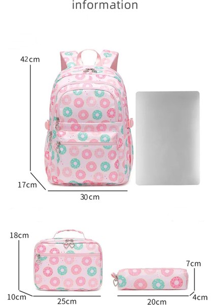 Kız Çocuk Okul Için Fonksiyonel Üçlü Çanta Seti Laptop Bölmeli Sırt Çantası Beslenme Çantası Kalem Çantası fırsatları