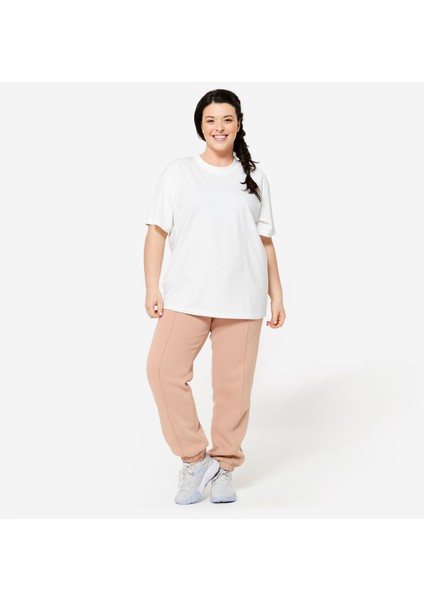 Domyos Kadın Oversize Yuvarlak Yaka Tişört - Ekru