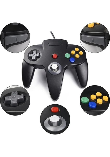 Gri-Lots2/set N64 Denetleyici, Ultra 64 Video Oyun Konsolu Için Klasik Kablolu N64 64-Bit Gamepad Joystick (Yurt Dışından)
