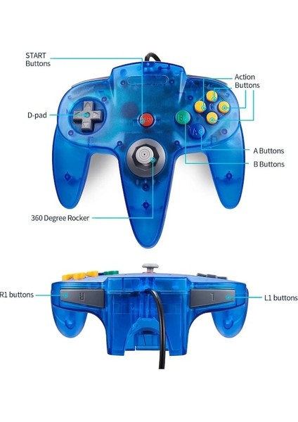 Gri-Lots2/set N64 Denetleyici, Ultra 64 Video Oyun Konsolu Için Klasik Kablolu N64 64-Bit Gamepad Joystick (Yurt Dışından)