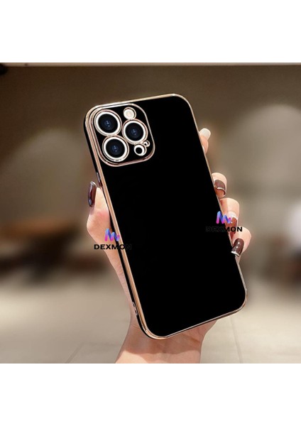 iPhone 14 Pro Uyumlu Kılıf Kamera Korumalı Arkası Renkli Kenarları Parlak Dore Tasarım Kapak