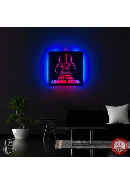 The Eba Design Tablo Marketi Darth Vader Tablosu, Star Wars, Işıklı Duvar Dekor Ahşap, Neon Işık, Ledli Işıklı Tablo