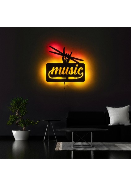 The Eba Design Tablo Marketi Müzik Tablosu, Music, Bar Tablo, Işıklı Duvar Dekor Ahşap, Neon Işık, Ledli Işıklı Tablo, Duvar Süsü