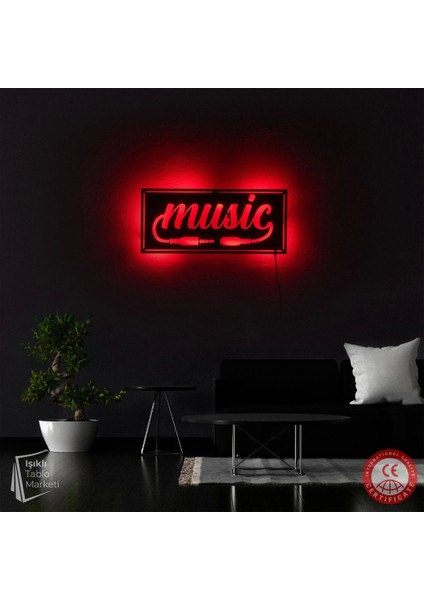 The Eba Design Tablo Marketi Müzik Tablosu, Music, Bar Tablo, Işıklı Duvar Dekor Ahşap, Neon Işık, Ledli Işıklı Tablo, Duvar Süsü