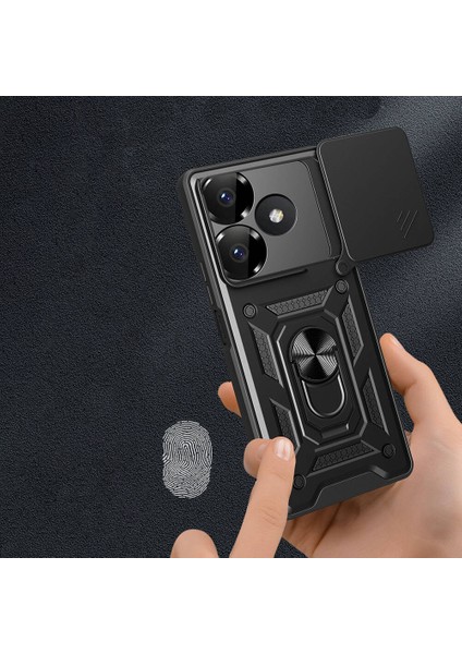 Xiaomi Redmi 13 4g Kılıf Standlı Manyetik Yüzüklü Kamera Sürgülü Ultra Koruma Tank Zırh Kapak