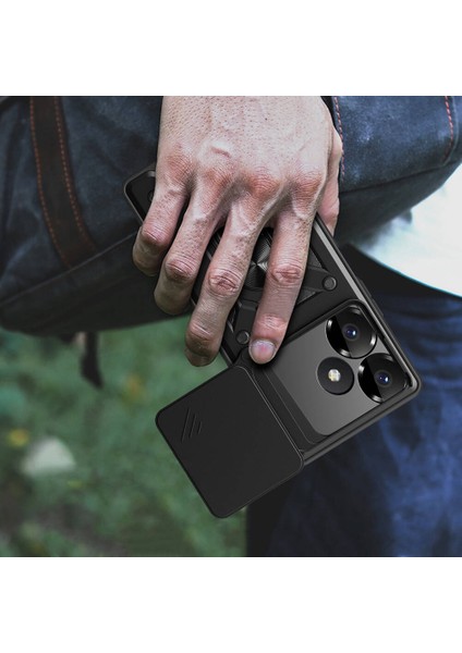Xiaomi Redmi 13 4g Kılıf Standlı Manyetik Yüzüklü Kamera Sürgülü Ultra Koruma Tank Zırh Kapak