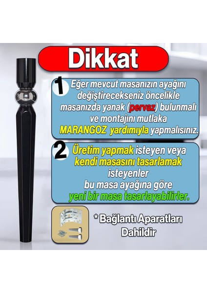 Elips Masa Dresuar Ayağı 75 Cm Plastik Siyah Krom Ayak Mutfak Yemek Masası Mobilya Ayakları Siyah