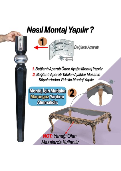 Elips Masa Dresuar Ayağı 75 Cm Plastik Siyah Krom Ayak Mutfak Yemek Masası Mobilya Ayakları Siyah