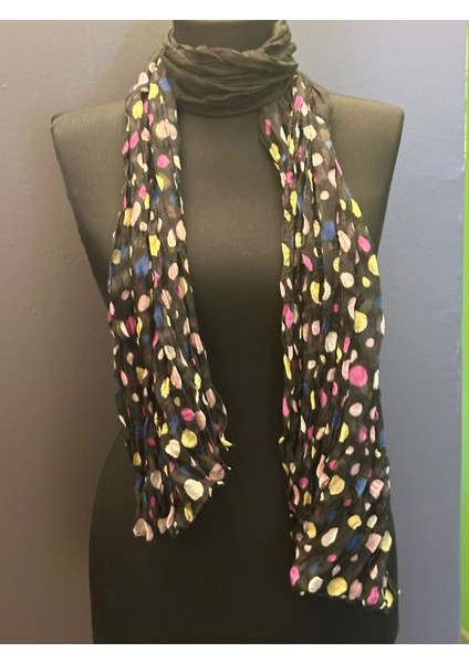 Renkli Puantiyeli Pamuklu Tasarım Kadın Fular Şal 155X50 cm fiyatları