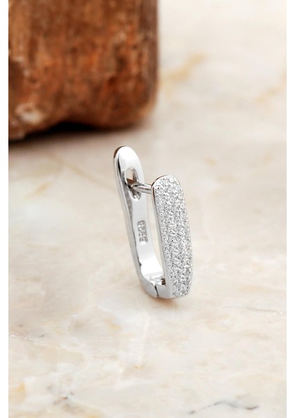 Taşlı Rodyumlu Gümüş J Küpe 6966 modelleri