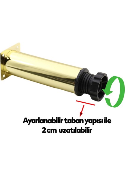 Ayarlanabilir Mobilya Kanepe Baza Koltuk Metal Destek Yükseltici Ayağı 15 cm Gold Ayakları 8 Adet