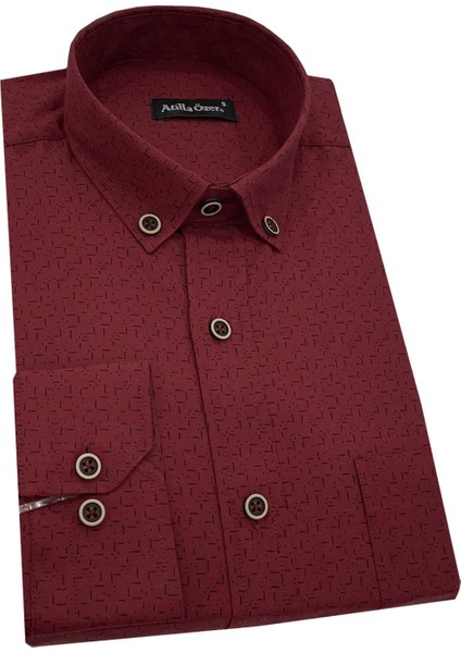 Bordo Klasik Uzun Kol Erkek GÖMLEK-6858 fiyatları
