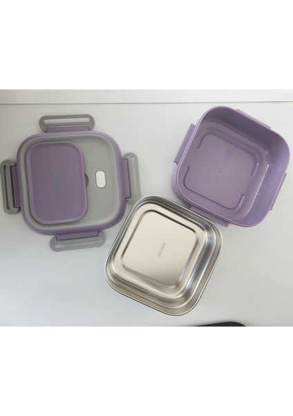 Lunch Box Mor BL2107 Tek Katlı Çelik