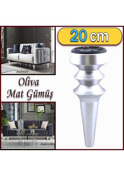 Oliva Mobilya Kanepe Koltuk Tv Ünitesi Baza Ayağı Zigon Orta Sehpası Ayak Ayakları 20 cm Mat Gümüş