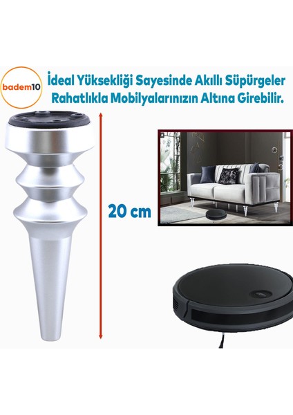 Oliva Mobilya Kanepe Koltuk Tv Ünitesi Baza Ayağı Zigon Orta Sehpası Ayak Ayakları 20 cm Mat Gümüş modelleri