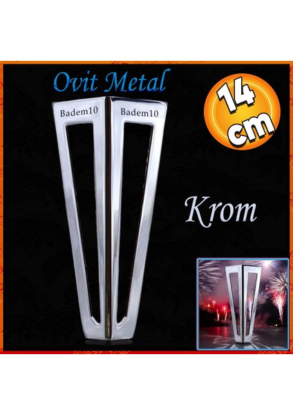 Ovit Açık Koltuk Baza Puf Sehpa Kanepe Tv Ünite Masa Mobilya Ayağı Ayakları Metal Ayak 14 cm Krom