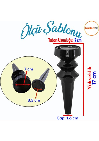 Oliva Mobilya Kanepe Koltuk Tv Ünitesi Baza Ayağı Zigon Orta Sehpası Ayak Ayakları Siyah 17 cm fiyatları