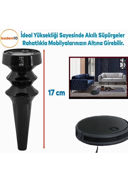 Oliva Mobilya Kanepe Koltuk Tv Ünitesi Baza Ayağı Zigon Orta Sehpası Ayak Ayakları Siyah 17 cm modelleri
