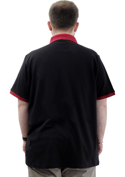 Büyük Beden Erkek Tişört Polo Yaka Nakışlı Los Angeles U24331 Siyah fırsatları