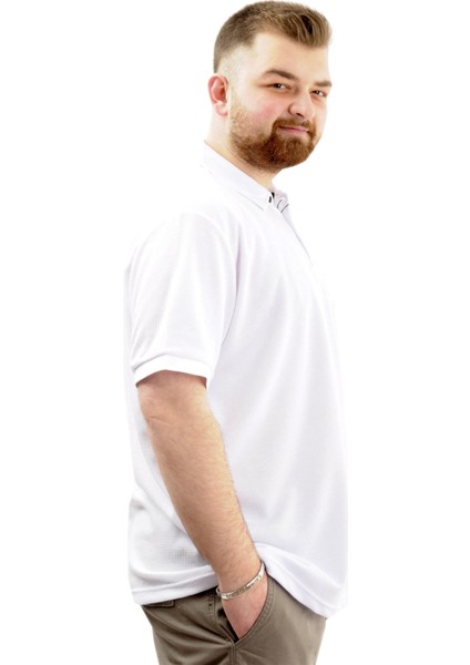 Büyük Beden Erkek T-Shirt Polo Yaka Klasik U24336 Beyaz fiyatları