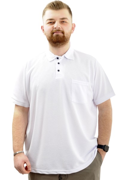 Büyük Beden Erkek T-Shirt Polo Yaka Klasik U24336 Beyaz fırsatları