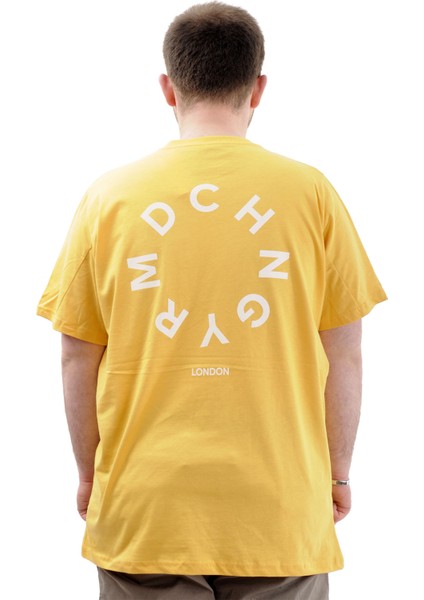 Erkek Büyük Beden Tişört Baskılı Bisiklet Yaka London U24062 Hardal fırsatları